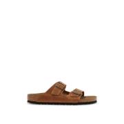 Nubuck Skinn Dobbel Stropp Slides