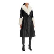 Shearling Lang Frakk med Flare Silhuett