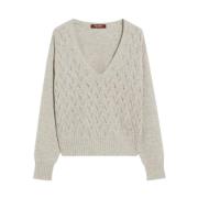 Beige Cashmere Sweater med V-hals