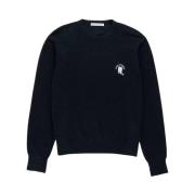 Navy Acne Studios Embroidered Logo Crewneck Dark Navy Melange Genser &...