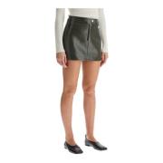 Flared Coated Cotton Mini Skirt