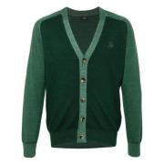 Blå Brodert Casual Cardigan