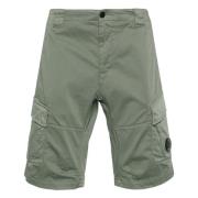 Grønne Cargo Shorts i Stretch Sateen