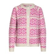 Neonrosa Cardigan med Fine Knapper