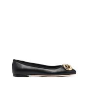 Elegant Svart Lær Ballerina Flats