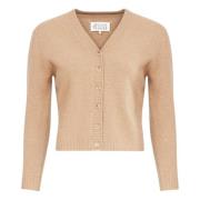 Beige Ull V-hals Cardigan