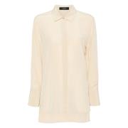 Silke Beige Bluse med Lange Ermer