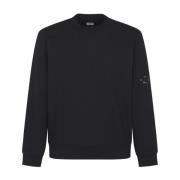 Svart Diagonal Raised Fleece Crew Neck