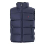 Blå Nylon Polstret Gilet med Logo