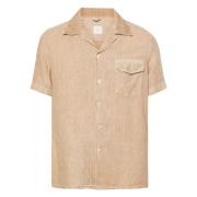 Casual Lin Kortermet Skjorte Beige