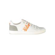 Hvite Polyester Sneakers med Lisser, Kontrastdetaljer, Logo