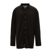 Svart Lin Button-Up Skjorte