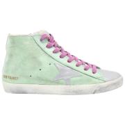 Olive and Silver Laminated Star Sneakers