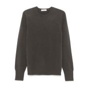 Mørk Grå Lammeull Crew Neck Sweater