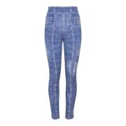 Jacquardstrikkede leggings med denim effekt