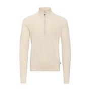 Grå Melange Half Zip Genser