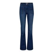 Blå Denim Flare Jeans Vask Cayenne