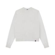 Hvit Ull Pullover Sweatshirt