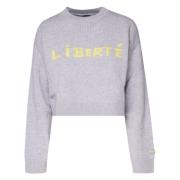 Grå Statement Sweatshirt med Rund Hals