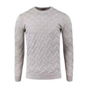 Beige Merino Cable Crew Neck Sweater