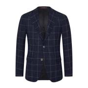 Blå Slim Fit Linblanding Blazer