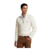 Off-White Polo Ralph Lauren Cable-Knit Wool-Cashmere Sweater Genser