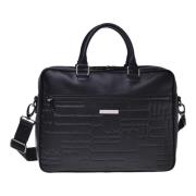 Professional bag in black quilted leather with monogram