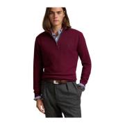 Burgunder Polo Ralph Lauren Mesh-Knit Cotton Quarter-Zip Sweater Gense...