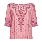 Blomster Paisley Print Rosa Topp