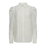 Feminin Molly Bluse med Broderte Detaljer