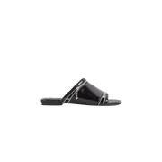 Svart skinn Peep sandal