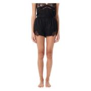 Svart Silkeblanding Blonder Shorts