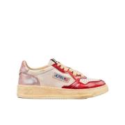 Vintage Skinn Sneakers Hvit/Rød/Rosa