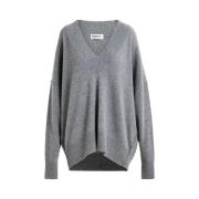 Oversized V-hals Strikket Genser