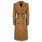 Brun skinn trenchcoat