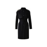 Aliza Dobbelt ansikt ull stripet trenchcoat