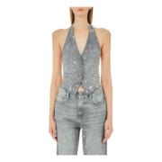 Denim Gilet Vest for Kvinner