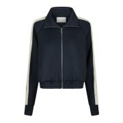 Sporty Navy Cardigan med Stripete Detaljer