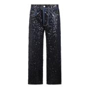 Wide Leg Jeans med Paljetter