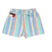 Høy Midje Stripe Mom Fit Shorts