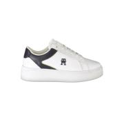 Hvite polyester sneakers med kontrastdetaljer