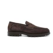 Shearlingforet kaffebrune loafers