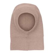 Ull Strikk Vindstop Balaclava Mahogni Rose