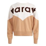 Ecru/Camel Sweatshirt med Flocked Logo