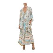 Fargerik Mønstret Maxi Kimono