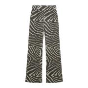 Zebra Print Wide Leg Bukser