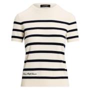 Creme Lauren By Ralph Lauren Cream/Navy Striped Short Sleeve Serater G...