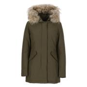 Grønn Tech Fabric Parka med Pels