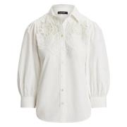 Hvit Lauren By Ralph Lauren Hvit Eyelet Cotton Broadcloth Shirt Bluser