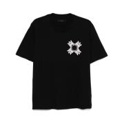 Svart Logo Print Crew Neck T-skjorte